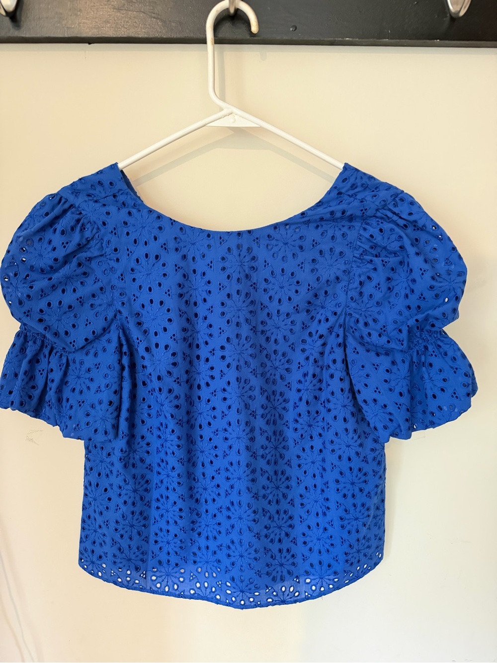 Lilly Pulitzer Royal Blue Eyelet Puff-Sleeve Blouse